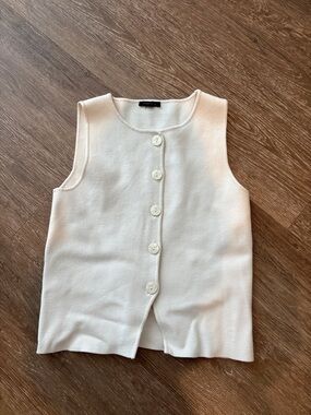 Dynamite Cream Sleeveless Knit Shell with Button Detail